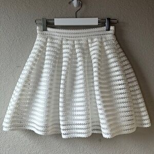 GB Gianni Bini White Pleated Net Lace Striped Mini Skirt Size XS